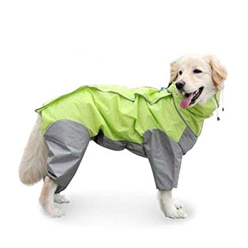 Haustier Hund Regenmantel Spleißen Wasserdichter Kapuzenmantel Hund Jumpsui Overalls Hundekleidung für mittelgroße große Hunde Golden Retriever-Hellgrün_14 von NUOYIYI