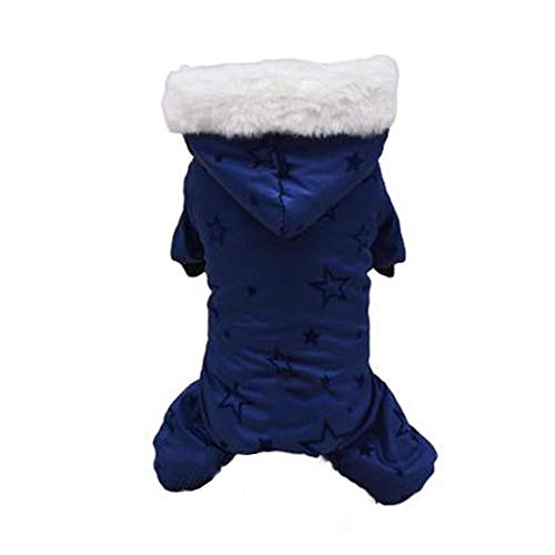 Hundekleidung Winter Hoodie Kostüm Große Jacke Hund Vier Beine Jumpsuit Welpe Zubehör Baumwolle Hund Jumpsuits-Blau_S. von NUOYIYI