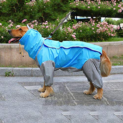 Pet Dog High Neck Wasserdichter Regenmantel Magic Tape Kleidung Kapuzenoverall für kleine mittelgroße große Hunde Outdoor Pet Clothing Coat-Blau_22_1 von NUOYIYI