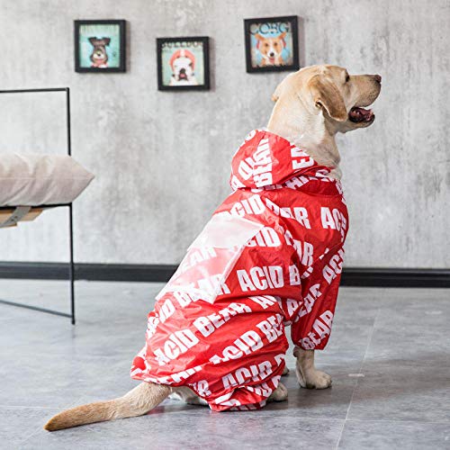 Pet Large Dog Raincoat Outdoor wasserdichte Kleidung Hooded Jumpsuit Umhang mit Beutel für große Hunde Overalls Regenmantel Labrador-Rot 1_4XL von NUOYIYI