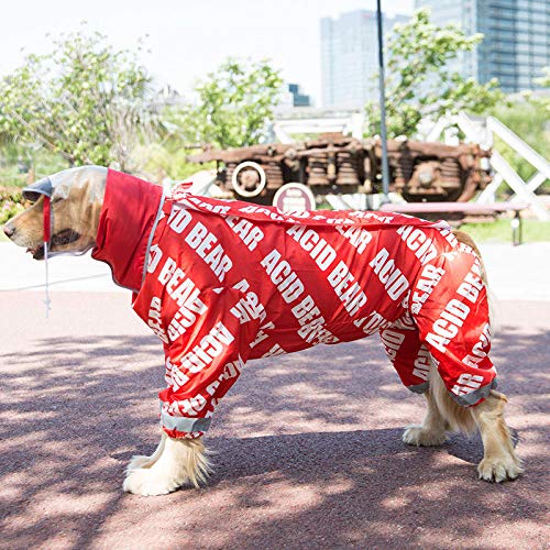 Pet Large Dog Raincoat Outdoor wasserdichte Kleidung Hooded Jumpsuit Umhang mit Beutel für große Hunde Overalls Regenmantel Labrador-Rot 2_3XL von NUOYIYI