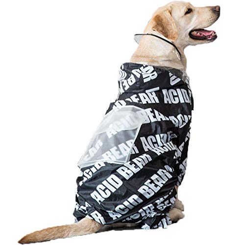 Pet Large Dog Raincoat Outdoor wasserdichte Kleidung Hooded Jumpsuit Umhang mit Beutel für große Hunde Overalls Regenmantel Labrador-Schwarz 1_7XL von NUOYIYI