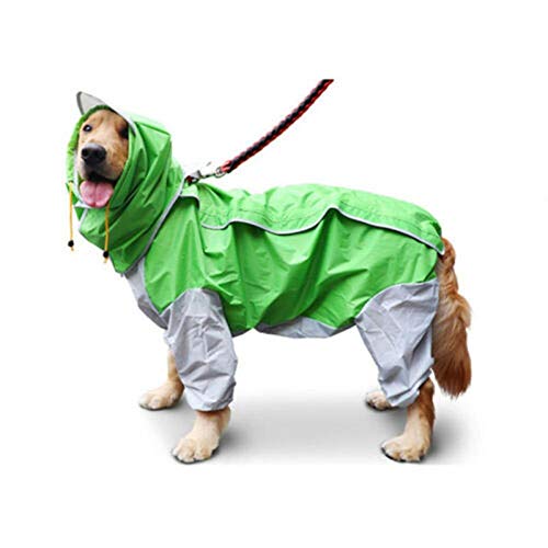Pet Small Large Dog Regenmantel wasserdichte Kleidung für große Hunde Jumpsuit Regenmantel Hooded Overalls Cloak Jumpsuit Kleidung-Grün_22 von NUOYIYI