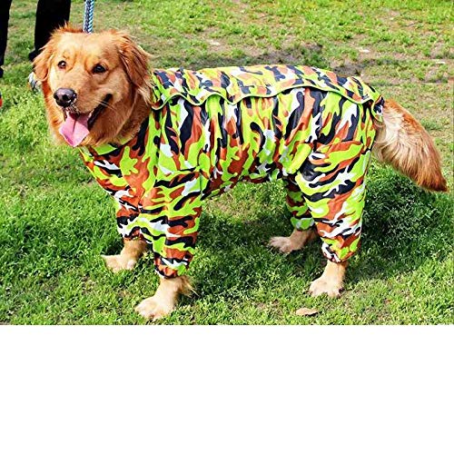 Pet Small Large Dog Regenmantel wasserdichte Kleidung für große Hunde Jumpsuit Regenmantel Hooded Overalls Cloak Jumpsuit Kleidung-Grüne Tarnung_24 von NUOYIYI