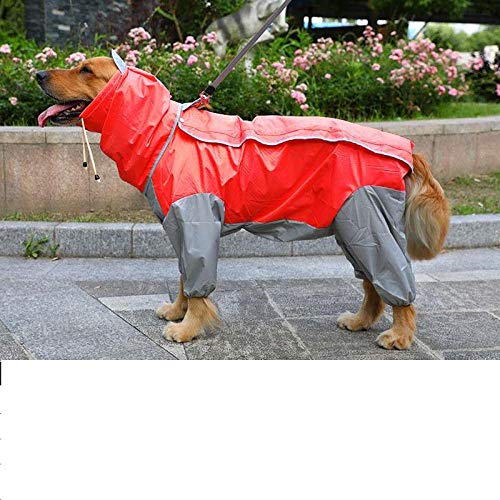Pet Small Large Dog Regenmantel wasserdichte Kleidung für große Hunde Jumpsuit Regenmantel Hooded Overalls Cloak Jumpsuit Kleidung-rot_24 von NUOYIYI