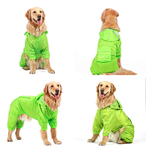 Reflektierender Regenmantel für große Hunde wasserdichte Haustierkleidung Regenanzug für große Hunde für Labrador Samojeden-Grün_3XL von NUOYIYI