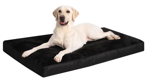 Hundebett, wasserdicht, Deluxe-Plüsch-Hundebetten mit abnehmbarem, waschbarem Bezug, rutschfeste Unterseite, Haustier-Schlafmatratze für große, mittelgroße und kleine Hunde, 119,4 x 73,7 cm, Schwarz Hundebett, wasserdicht, Deluxe-Plüsch-Hundebetten mit abnehmbarem, waschbarem Bezug, rutschfeste Unterseite, Haustier-Schlafmatratze für große, mittelgroße und kleine Hunde, 119,4 x 73,7 cm, Schwarz von NUPIDA