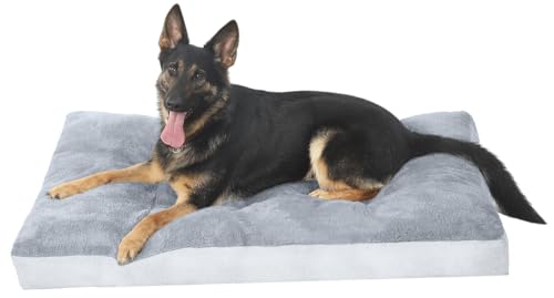 Hundebett für große Hunde mit Kissen, 89 x 55 cm, Grau von NUPIDA