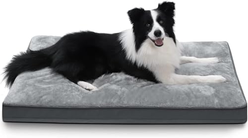 Hundekäfigbett, wasserdicht, Deluxe-Plüsch-Hundebetten mit abnehmbarem, waschbarem Bezug, rutschfeste Unterseite, Haustierschlafmatratze für große, mittelgroße Jumbo, kleine Hunde, 88,9 x 55,9 cm, von NUPIDA