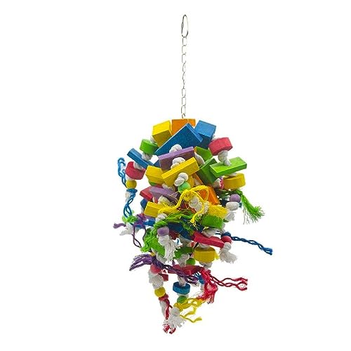 Papageienkäfig Spielzeug Mehrfarbige Holzblöcke Perlen Vogel Kauspielzeug Einfach Aufzuhängen Schaukelspielzeug Für Mittelgroße Und Große Vögel Papageien Vogel Kaublöcke Spielzeug von NURCIX
