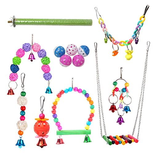 Vogelspielzeug, 13-teiliges Set, einschließlich Holzleiter, Schaukel, Sitzstange, Bälle, Kauspielzeug für Käfig, bunte Dekoration, einfach zu installieren, Vogelschaukel, Leiter, Sitzbälle, Vogelspielzeug, 13-teiliges Set, einschließlich Holzleiter, Schaukel, Sitzstange, Bälle, Kauspielzeug für Käfig, bunte Dekoration, einfach zu installieren, Vogelschaukel, Leiter, Sitzbälle, von NURCIX