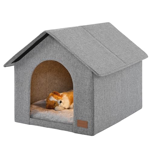 NUROMY Indoor Hundehütte mit waschbarem Plüschkissen – mittlere Größe, geeignet für Hunde und Katzen unter 10 kg von NUROMY