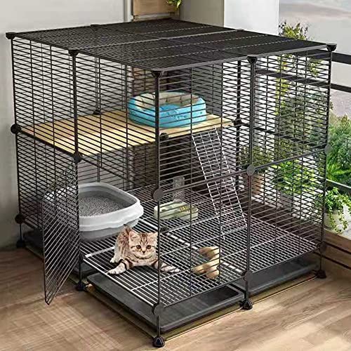 Katzenkäfig DIY Haustierlaufstall Metalldraht Großer Katzenkäfig Indoor Pet Home mit abnehmbarem Tablett für Kätzchen Kaninchen Meerschweinchen Chinchilla von NUSCWAN