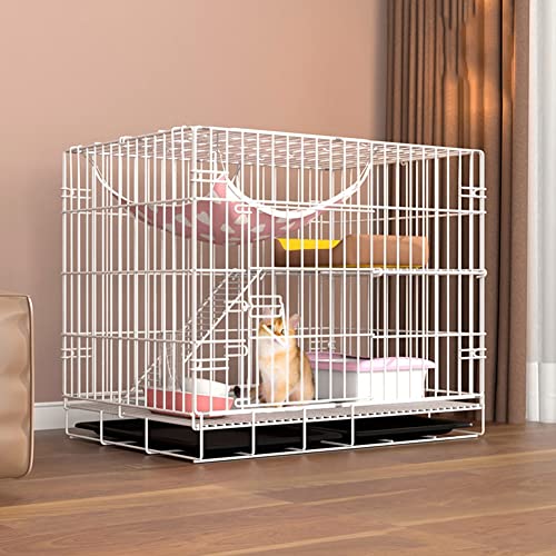 Katzenkäfig Haustier-Laufstall 2-stöckige Faltbare Katzenkäfige Haushalt Indoor-Katzenvilla Eisenkäfig Katzenzubehör Mit Tablett Einfach zu transportieren und zu transportieren ( Color : White , Size von NUSCWAN