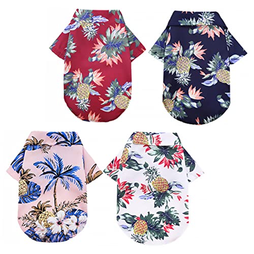 NUSITOU 4 Stück Haustierhemd Ananas-Shirt Jungen Kostüme Outfit Für Mädchen Sommerhemd Für Haustiere Hund Hawaiihemd Sommerkleidung Für Hunde Kleider Golden Retriever Polyester von NUSITOU