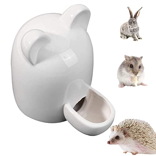 NUYYR Kleines Haustier Wasserspender, Trinkwasser Feeder, Feeder Flasche Keramik, Haustier Trinkwasser Flasche, Weiß Stille Hamster Trinkflasche Keramik für Meerschweinchen, Hase, Totoro, Igel, Vogel von NUYYR