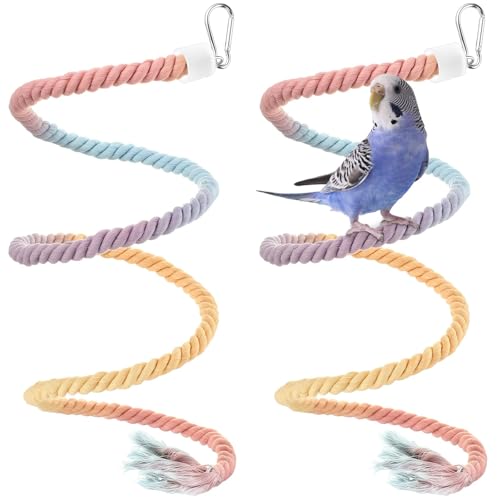 Vogelkäfig-Schaukel mit Farbverlauf, Spielzeug für Papageien, Vogelkäfig, Baumwollschaukel, Kletterseil, stehendes Bungee-Spielzeug, Zubehör für Papageien, Nymphensittiche, Sittiche, Lovebird von NVARUPC