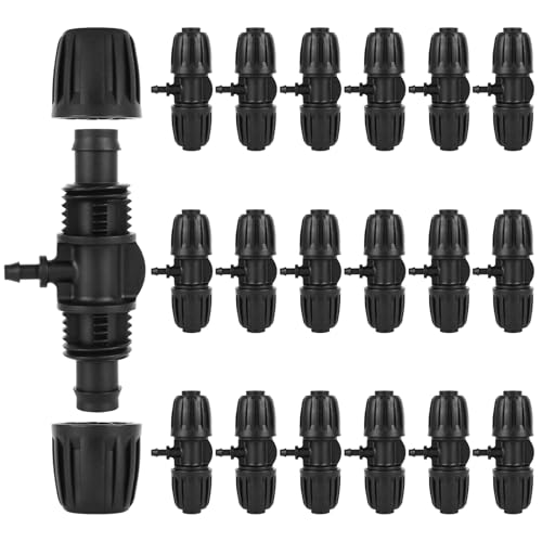 NVGVUP 18 Stück Gartenbewässerung Barbed Tee T-Anschluss mit Widerhaken, Micro Drip T-Stück Wasser Divider, 1/2 Zoll bis 1/4 Zoll Bewässerungsrohr von NVGVUP