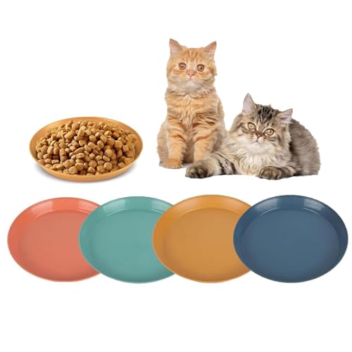 4-teilige Katzenfutterschale, Futterschale, Katzenschüssel Anti-Rutsch Set breite Katzenschüssel, Katzenfutterschale für Futter und Wasser, Katzenschüssel für Kätzchen und kurzbeinige Katzen von NVUGFJ