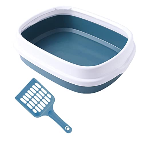 Halbgeschlossene Katzentoilette, Haustier-Bettpfanne mit hohen Wänden, Abnehmbarer Rahmen, Kätzchen-Töpfchen, Katzentoilette for Kätzchen, Sandkasten-Zubehör, blau Halbgeschlossene Katzentoilette, Haustier-Bettpfanne mit hohen Wänden, Abnehmbarer Rahmen, Kätzchen-Töpfchen, Katzentoilette for Kätzchen, Sandkasten-Zubehör, blau von NYCBZ