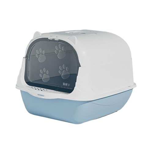 Katzentoilette mit Kapuze und Deckel, Katzentoilette, geschlossene Katzentoilette mit Vordertür, langlebig, Abnehmbarer Sandkasten, Haustiertoilette, blau, 50 cm x 35 cm x 35 cm Katzentoilette mit Kapuze und Deckel, Katzentoilette, geschlossene Katzentoilette mit Vordertür, langlebig, Abnehmbarer Sandkasten, Haustiertoilette, blau, 50 cm x 35 cm x 35 cm von NYCBZ