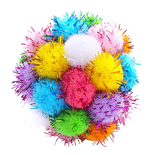 NYCEMAKEUP 5,1 cm großes Haustier-Plüschball-Spielzeug, buntes Ball-Spielzeug, Hüpfball, Jagen, Kauen, Spielzeug, mehrfarbige Auswahl, Ball, Katzen, Fangen, Werfen von NYCEMAKEUP