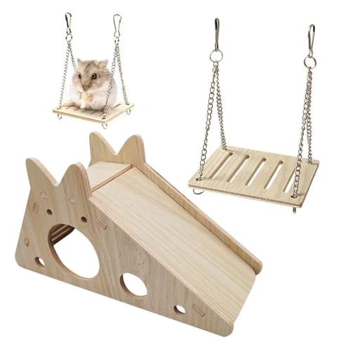 NYGGTYK 1 -Teiliges Hamsterhaus, 1 Stück Hamster Schwung, Hamsterspielzeug Mit Rutschen, Holzhamster Schlaf, Lustiges Haustierhaus, Hamster -Versteckzubehör von NYGGTYK