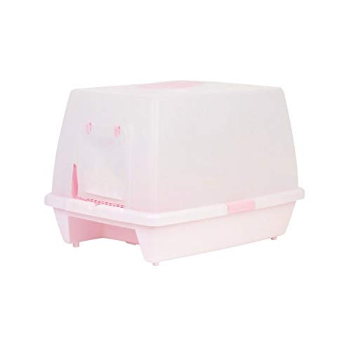 NYKK Haustier Waschraum Geschlossene spritzwassergeschützte einlagige Katzentoilette mit Katzentoilette Katzenstreu Tablett Toilettenbox (Color : Pink) von Xiaoli