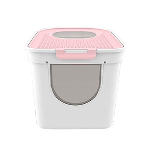 NYKK Haustier Waschraum Große Katzentoilette mit Doppeltür Eine komplett geschlossene Katzentoilette Haustierbedarf Katzentoilette Katzenstreu Tablett Toilettenbox (Color : Pink) von NYKK