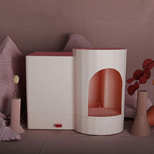 NYKK Haustier Waschraum Kreative großer Wurf Box, komplett geschlossene Fach-Art Katzentoilette, Anti-Spritzer Katzentoilette Holzmaserung Form Katzenklo (pink) Katzenstreu Tablett Toilettenbox von NYKK