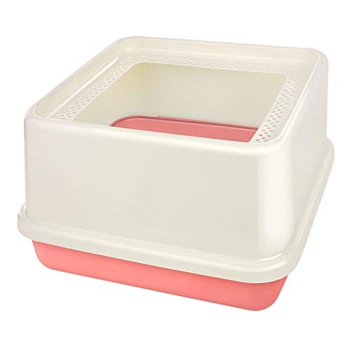 NYKK Haustier Waschraum Kreative halbgeschlossene Katzentoilette Hochwertige Großraum-Katzentoilette for den Außenbereich Katzenstreu-Topf Katzenstreu Tablett Toilettenbox (Color : Pink) von NYKK