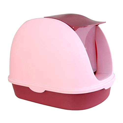 NYKK Haustier Waschraum Persönlichkeit Kreative Flip Katze Toilette Haustier Mülleimer Heimtierbedarf Mehrfarbig Optional Katzenstreu Tablett Toilettenbox (Color : Pink) von Xiaoli