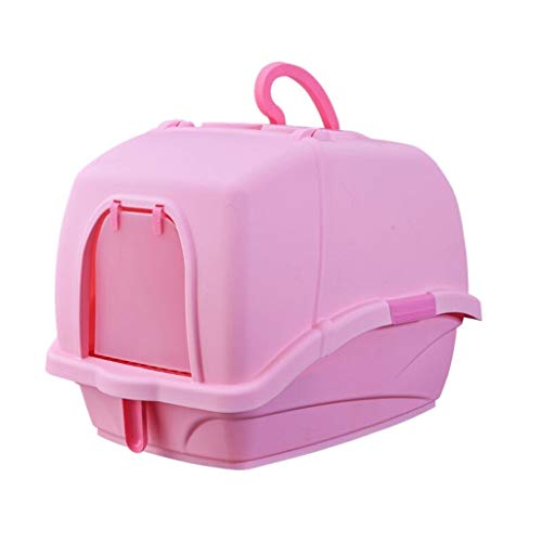 NYKK Haustier Waschraum Personalisierte kreative Katze WC Haustier Mülleimer Heimtierbedarf Katze WC Multi-Color Optional Katzenstreu Tablett Toilettenbox (Color : Pink) von NYKK