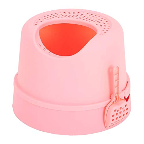 NYKK Haustier Waschraum Top-Eingang Katzenstreuschale Splash Cat Toilet Halbgeschlossene Katzenstreuschale Mehrfarbig Optional Katzenstreu Tablett Toilettenbox (Color : Pink) von NYKK