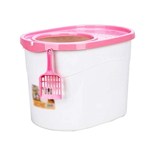 NYKK Haustier Waschraum Vollständig geschlossene Katzentoilette mit großem Fassungsvermögen Oberer Deckel auslaufender Sand Mehrfarbig Optional Katzenstreu Tablett Toilettenbox (Color : Pink) von NYKK