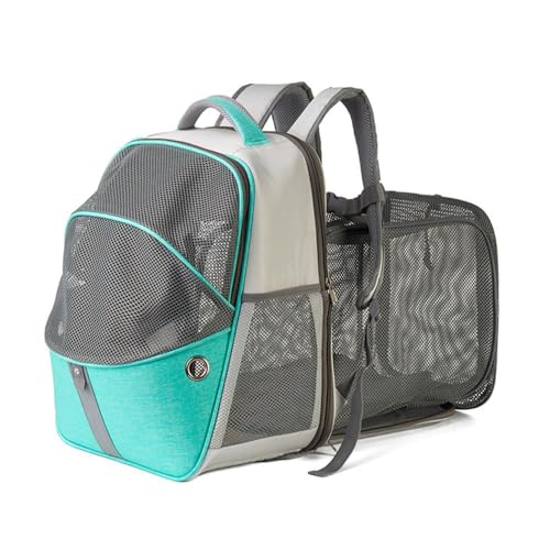 Erweiterbarer Haustierträger Rucksack tragbares atmungsaktives Netzträger für Katzen Hunde Reisen Wandercamping Blaugrün grau (Blau) von NYSUZHOUJI