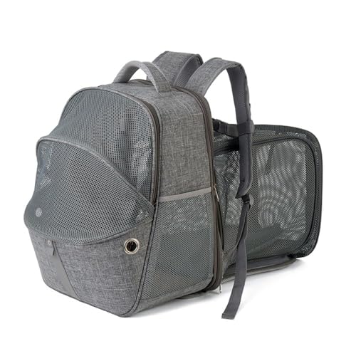 Erweiterbarer Haustierträger Rucksack tragbares atmungsaktives Netzträger für Katzen Hunde Reisen Wandercamping Blaugrün grau (Grau) von NYSUZHOUJI