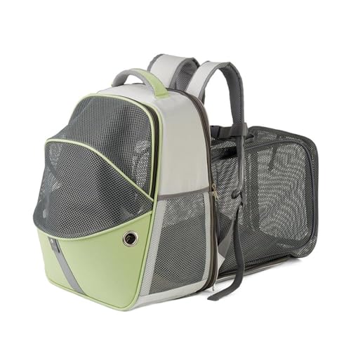 Erweiterbarer Haustierträger Rucksack tragbares atmungsaktives Netzträger für Katzen Hunde Reisen Wandercamping Blaugrün grau (Grün) von NYSUZHOUJI