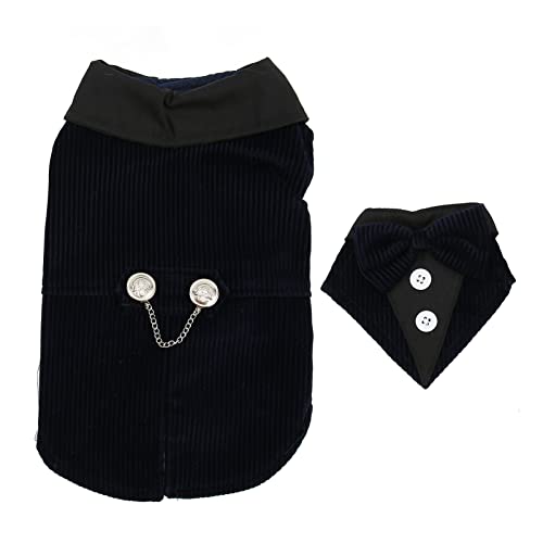 Hundeanzug Hunde Smoking formelle Hochzeitsfeier mit Abnehmbarer Fliege kleine mittelgroße Hunde Marine Blau (XL) von NYSUZHOUJI