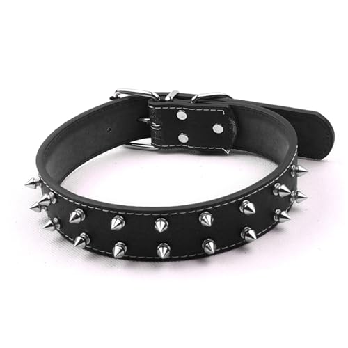 NYSUZHOUJI Punk -Stil Hundekragen mit Nieten mit Nieten besetzt Nackengröße 43-54 cm (Schwarz) von NYSUZHOUJI