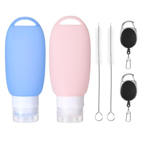2 Stück Futtertube zum Befüllen Hund, 90 ml Leberwurst Hunde Tube, Silikon Leere Tuben zum Befüllen Sonde für Nassfutter mit Teleskopschnalle (Blau und Pink) von NYTGAH