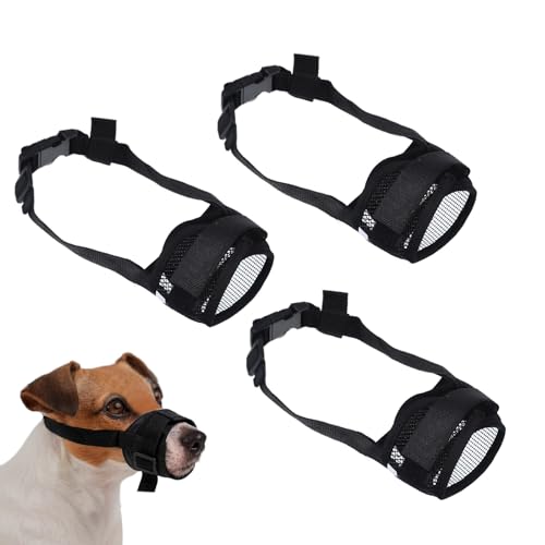 3 Stück Schwarzer Maulkorb Kleine Hunde mit Klettverschluss, Verstellbarer Giftköderschutz Hund zum Verhindern von Beißen, Bellen und Kauen für Hundemaulkorb für Kleine Hunde(Klein) von NYTGAH
