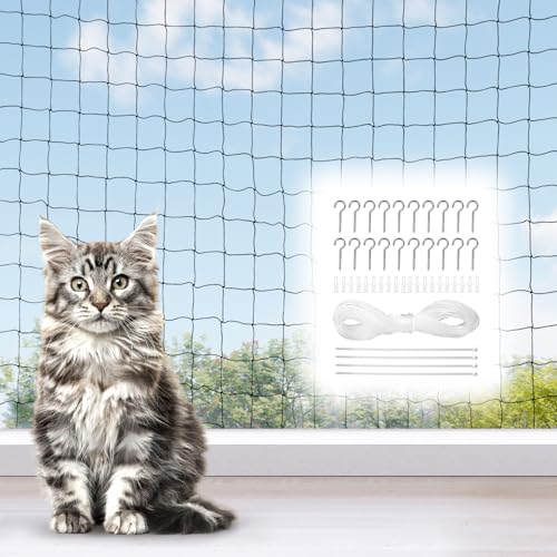 Katzennetz für Balkon, Größe 3x4m, inkl. Haken und Nägel, Drahtverstärktes Katzenschutznetz Ohne Bohren, Balkonnetz für Katzen für Balkon, Terrasse, Fenster, Türen und Zäune Katzennetz für Balkon, Größe 3x4m, inkl. Haken und Nägel, Drahtverstärktes Katzenschutznetz Ohne Bohren, Balkonnetz für Katzen für Balkon, Terrasse, Fenster, Türen und Zäune von NYTGAH