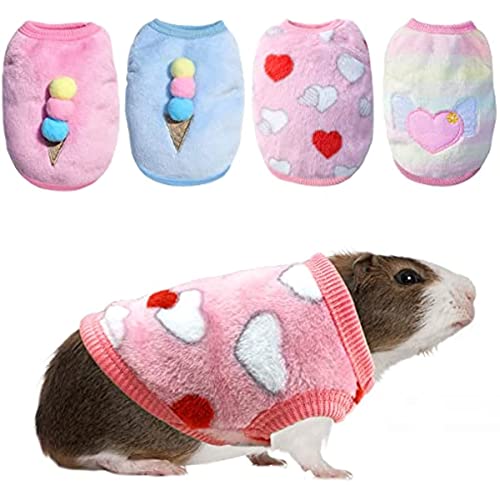 4 Stück Hasenkleidung für Kaninchen, Kleintiere, Meerschweinchen, warme Weste, Kleidung, Kostüm, weiches T-Shirt für Kätzchen, Frettchen, Chihuahua, Welpen, Mini-Hunde und Kleintiere (XXS) von NYTGHYT