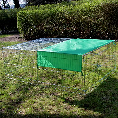 NYVI Freilaufgehege FreeBunny 116x177 cm - Wetterfest, Rostfrei, Langlebig - mit Sonnenschutz Plane - Außengehege für Kleintiere wie Hasen & Kaninchen - Freilauf Auslauf - Freigehege aus Metall von NYVI