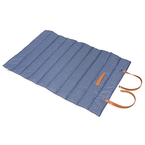 NYVI Hunde Reisedecke NYVIPet Luna 100x60 cm Blau - Wasserabweisend, Maschinenwaschbar, Rollbar, mit Griff - Hundematte Reisebett Für Kleine & Mittlere Hunde - Höchster Liegekomfort, Oeko-TEX von NYVI