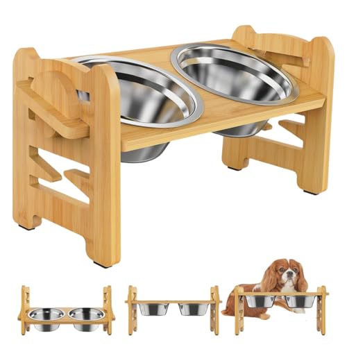 Erhöhte Hundenäpfe, Verstellbare Erhöhte Hundenäpfe mit 2 Edelstahl Hundefutterschalen, Rutschfester Hundefutter und Wassernapf mit Ständer Erhöhte Hundenäpfe, Verstellbare Erhöhte Hundenäpfe mit 2 Edelstahl Hundefutterschalen, Rutschfester Hundefutter und Wassernapf mit Ständer von NYXXZ