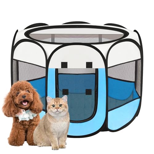 Laufstall für Hunde und Katzen, Laufstall für kleine Hunde, Zelt, Käfig im Freien, tragbarer Pop-Up-Hundehütte, Laufstall, Katzenzelt für Hunde/Katzen/Kaninchen, abnehmbarer Reißverschluss, Blau Laufstall für Hunde und Katzen, Laufstall für kleine Hunde, Zelt, Käfig im Freien, tragbarer Pop-Up-Hundehütte, Laufstall, Katzenzelt für Hunde/Katzen/Kaninchen, abnehmbarer Reißverschluss, Blau von NYXXZ