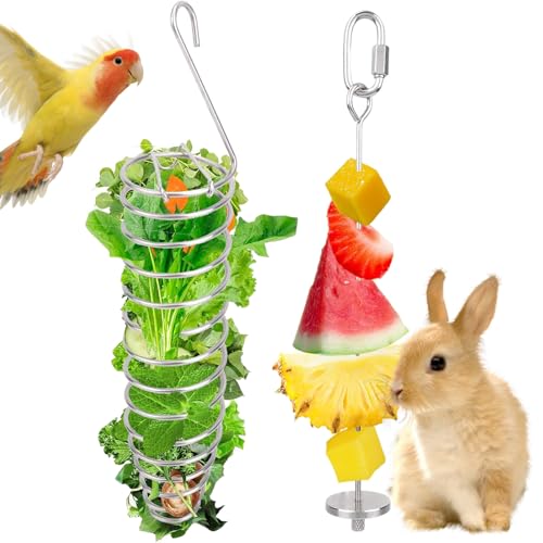 Vogelfutterspender aus Edelstahl, für Papageien, Obst und Gemüse, Schnur, Vogelfutterstation, Gemüsehalter, ausgefallenes Mäusekäfig-Zubehör, Puzzle-Spielzeug, hängendes Nagerspielzeug, 2 Stück Vogelfutterspender aus Edelstahl, für Papageien, Obst und Gemüse, Schnur, Vogelfutterstation, Gemüsehalter, ausgefallenes Mäusekäfig-Zubehör, Puzzle-Spielzeug, hängendes Nagerspielzeug, 2 Stück von NYXXZ