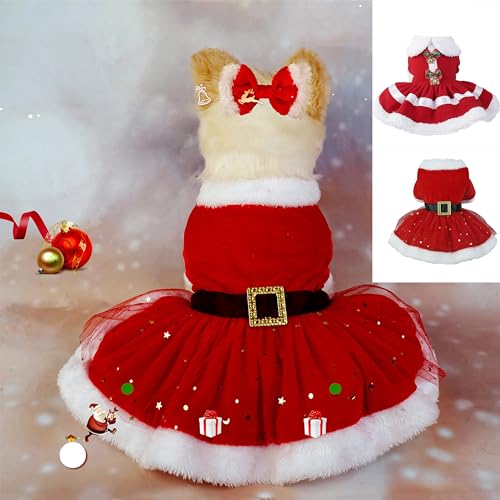 NZDFH Hundekostüm Katzenkostüm Weihnachten, Hunde Katzen Kostüm, Weihnachtskostüm, niedlich Haustier Röcke, Haustier Weihnachtskleidung für Kleine Mittlere Hund Katzen, B, S von NZDFH